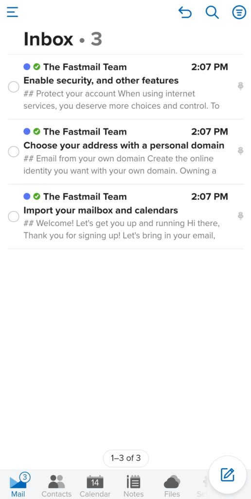 برنامه‌های موبایل در Fastmail