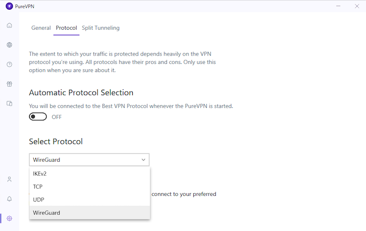پروتکل‌های رمزگذاری و تونل‌زنی Pure vpn